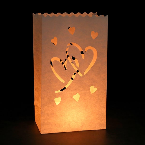 Dobbel amour 20 stk hvite stearinlyspose flammeresistente lykter