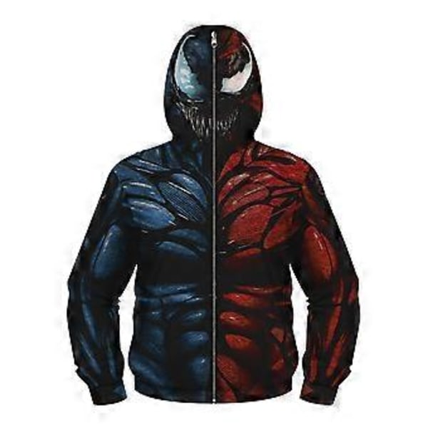 Barn Pojkar Venom Tryckt Jacka Full Dragkedja Roliga Huvtröjor Huvad Mask Kappor Ytterkläder (8-11 År Blå Röd)