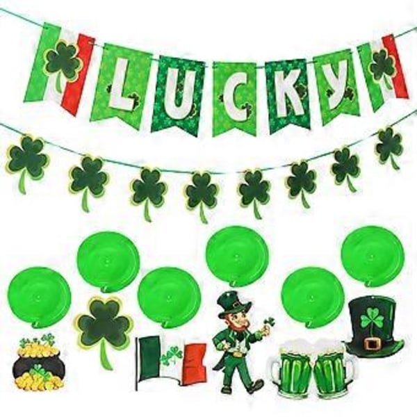 1 Set St Patrick's Day -koristeet St Patrick's -bannerit Shamrock-juhlatarvikkeet St Patrick's Day -koristeet luokkahuoneeseen