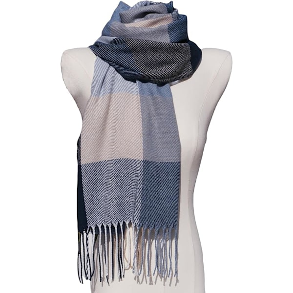Dametøjsscarf Langt Sjal Vinter Tyk Varmt Strikket Stort Tartan Sjal