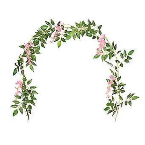 Kunstig Vin Blomsterguirlande Falske Bladplanter Vin til Bryllupsbord Blomsterarrangement Bryllup, 200 cm Lang (Pink)