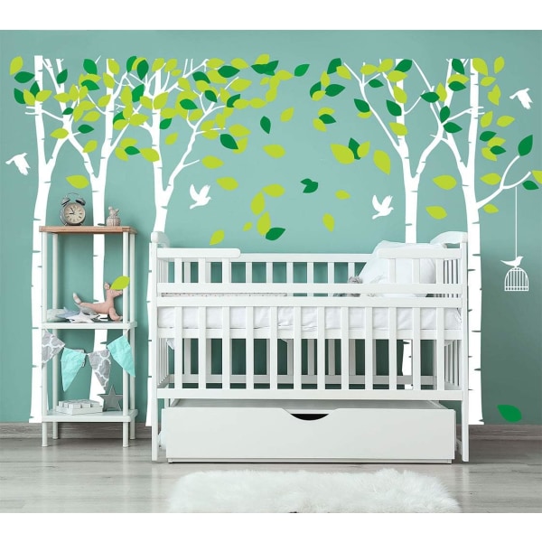 Giant Jungle Tree Wall Decal (103,9x70,9) (Hvit) Avtakbar