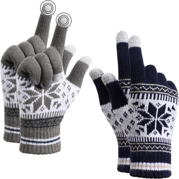 Vinterstrikkede varme hansker Unisex Touchscreen, termisk elastisk Fl