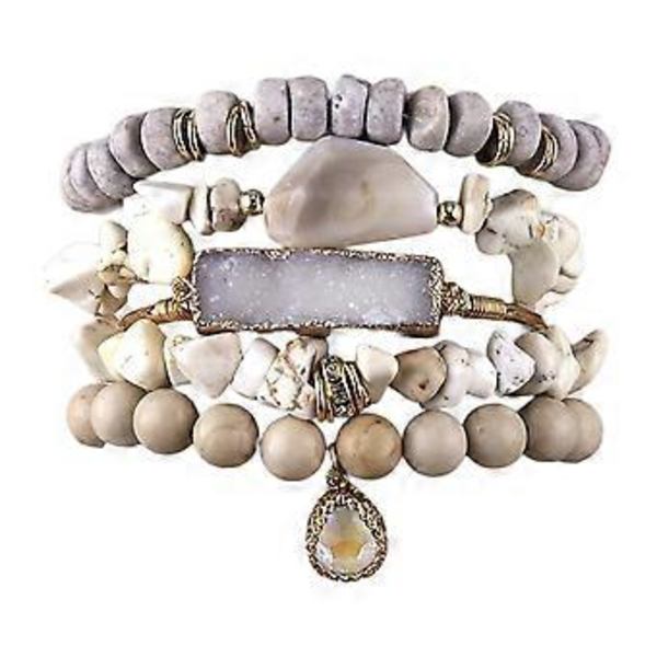 Justerbart Perlearmbånd Naturstensarmbånd Charme Armbånd Unisex Armbånd Stenstruktur Egnet til Mænd og Kvinder (10)