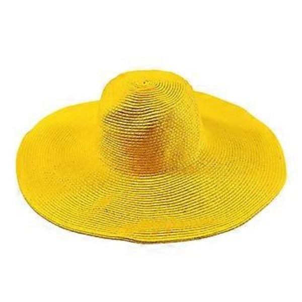 Solhatt for kvinner, bredbremmet sommerhatt, sammenleggbar, rullbar, floppy strandhatt (Gul)