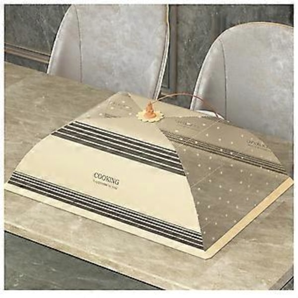 Bærbar paraply-formet madcover sammenklappelig mesh-skærm madparaply-telt anti-flue bord måltidsdækker (rund 70cm mørkegrøn ternet)