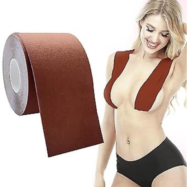 Elastiskt Bekvämt Brösttejp Strapless Vattentätt För Bröstlyft (7,5cm*5m Brun)