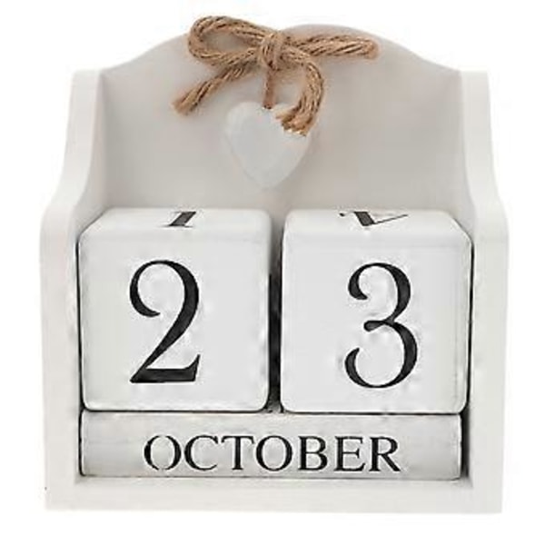 Skrivbordskalender Kontorskalenderblock Vintage Heminredning Rustik Skrivbord Perpetual Block Träkalender Klassrumskalender