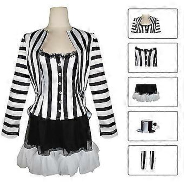 Beetlejuice 2 Vuxen Halloween Karneval Cosplay Kostymer (XL kvinna)