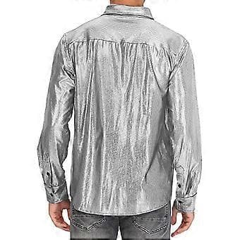 Disco Skjortor Herr Glänsande Långärmad Skjorta (M Silver)