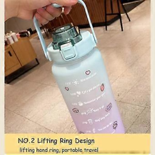 Bästa Erbjudandet-Frostad Kopp Utomhus Sport Bärbar Med Studs Lock Stor 2000ML Blå Modell Gradient 2000ml Kapacitet Vattenflaska (rosa)