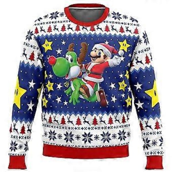 Mario Kart Stygg Julegenser Gave Julenissen Genser Menn 3d Sweatshirt Og Topp Høst Og Vinter (2XL stil 1)