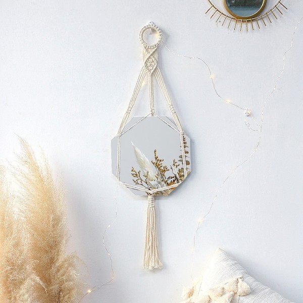 Tassel Veggmontert Speil Bohemisk Geometrisk Dekorativt Speil For