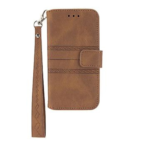Präglad Läderfodral för iPhone 15 Pro Max (Brun)