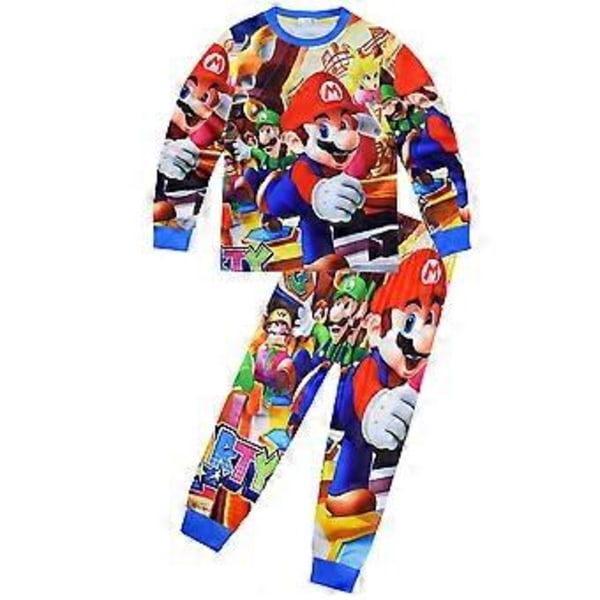 4-9 År Super Mario Bros Tryckta Barnpyjamas Set Pjs Sovkläder Små Pojkar Flickor Pyjamas(7-8 År B)