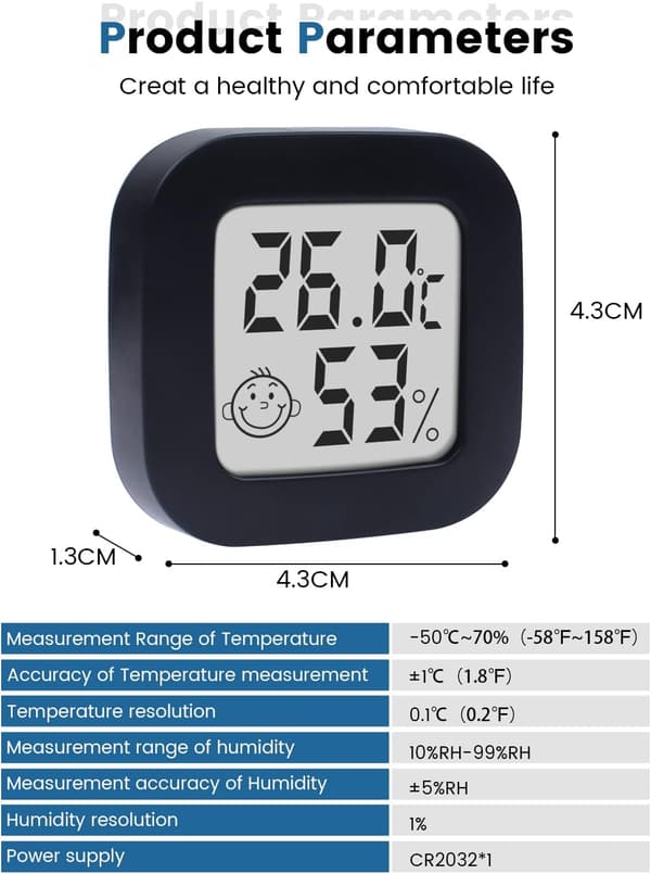 Mini digitalt termometer hygrometer til indendørs brug med høj præcision, Temper