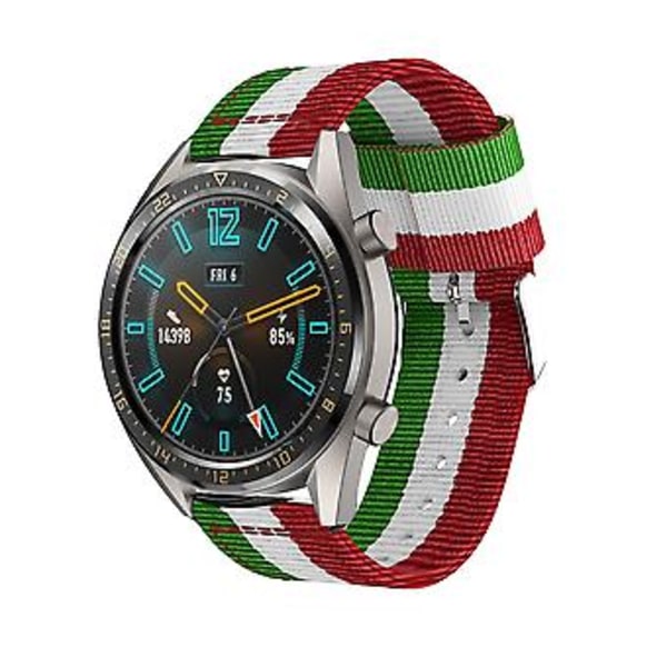 22mm Nylonarmband med enkel ring för Huawei Watch GT2e GT2 46mm (Röd Vit Grön)