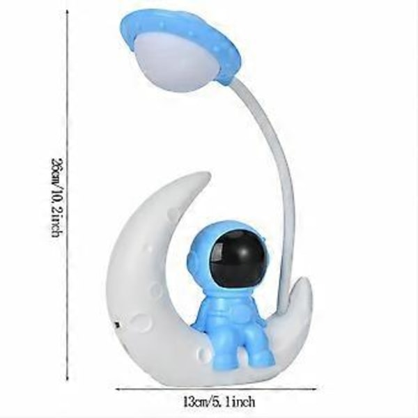 Kreativ læring genopladelig øjenbeskyttende bordlampe astronaut natlampe til børn og studerende (blå)