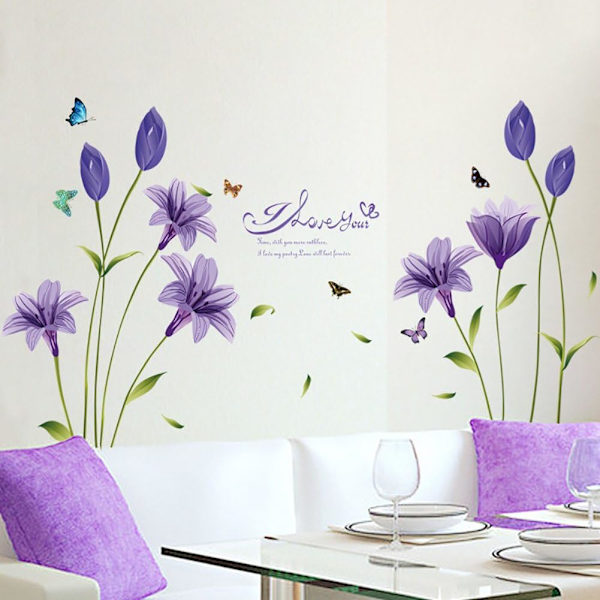 FLEURS de LYS väggdekaler i lila (60x90 cm) I blommig liljemönster