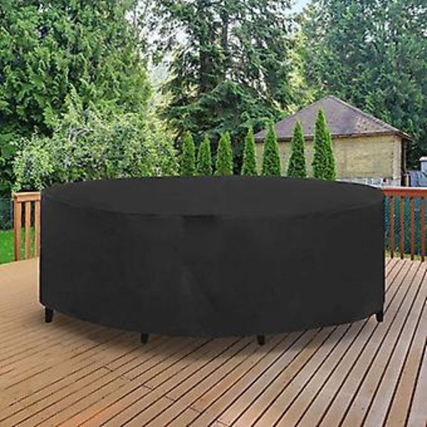 Runt bordsskydd för trädgård, 163 x 84 cm Runt bordsskydd för uteplatsmöbler Oxfordtyg Material Runt Vattentätt Dammskydd och Rivskydd med Förvaring