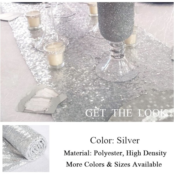 Sølv Sequin Bordløber 12 X 108 Tommer Sequin Bordløber Spar