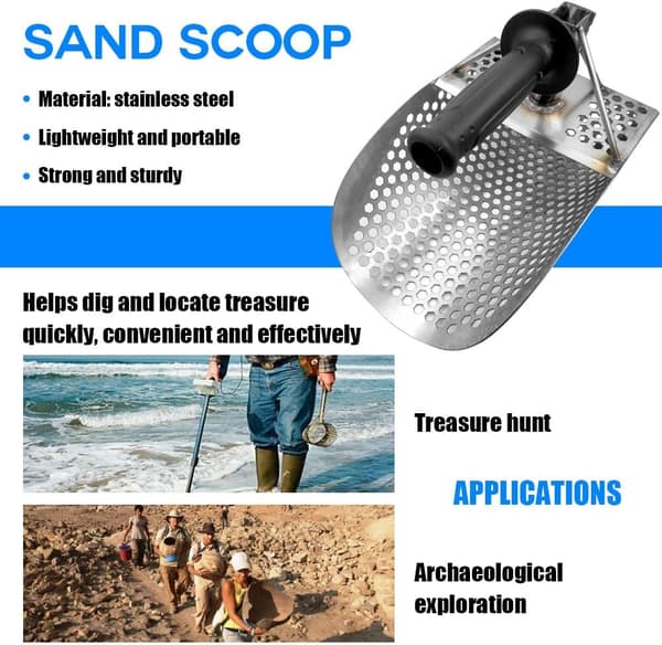 Strandsandsspade med håndtak i rustfritt stål