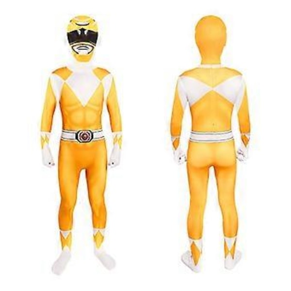 Mighty Morphin Power Rangers Cosplay Kostym Jumpsuit Bodysuit Party Maskerad Set för Unisex (170 Gul)
