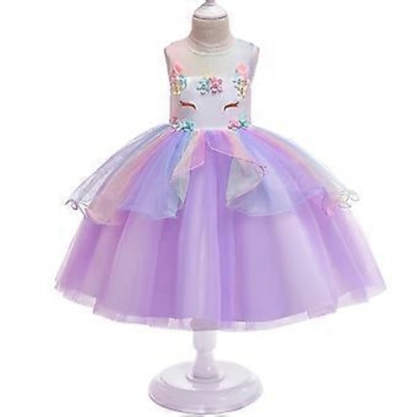 Lasten Tyttö Yksisarvinen Prinsessa Tylli Tutu Mekko Joulu Juhla Häät Juhlapuku (Violetti)