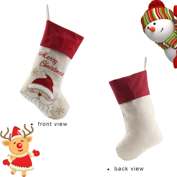 Söt julstrumpa set om 3 tomte, ren, snögubbe jul