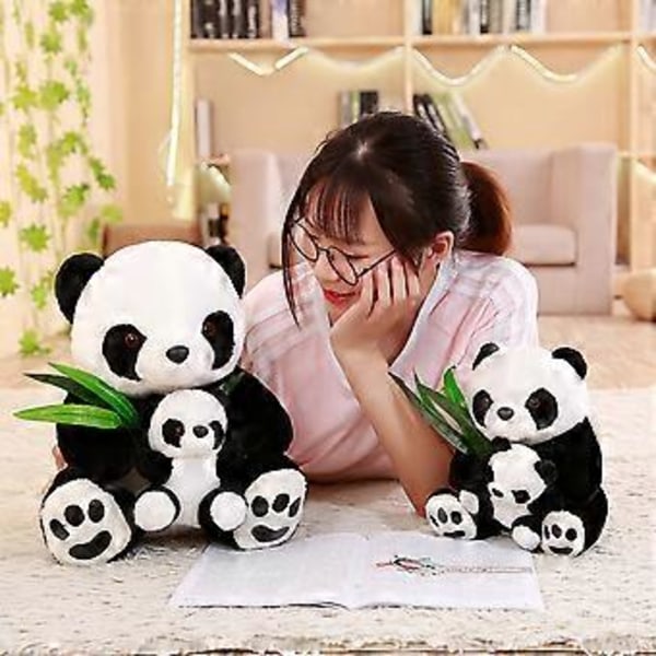 Panda Pehmolelut Söpöt Lasten Eläinnuket Bambu Panda Koti Toimisto Koristetarvikkeet (25cm äiti ja poika)