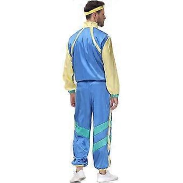 Naisten Rave-asu Kiiltävä Crop Top Huppari Metallinhohtoiset Rento Pitkät Housut Hupullinen Treenauscollegepaita Disco-tanssiasu(Large Blue -Yellow)