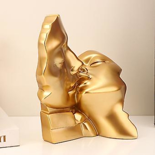 100% Ny, Guldälskare Kyssande Staty/ Kärleksskulptur Abstrakt Resin Figur Konst (Svart)