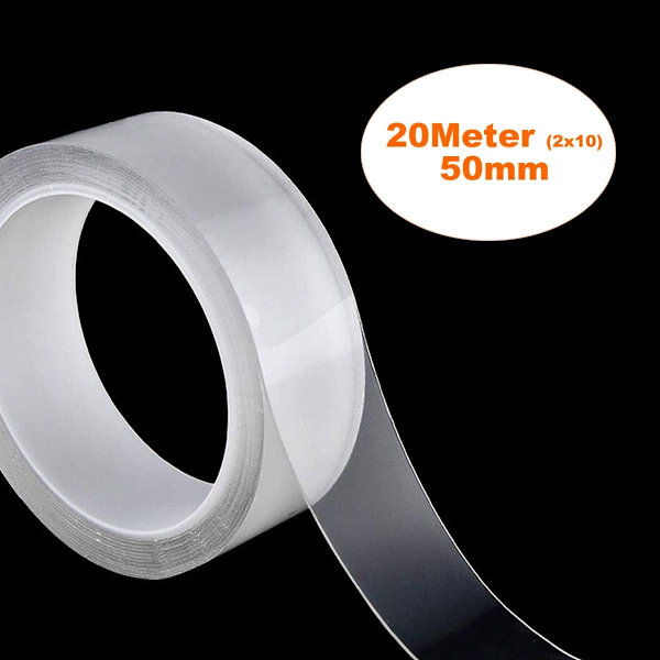 20m x 50mm Akryl Vandtæt Klæbebånd, Gennemsigtig Mugbestandig C