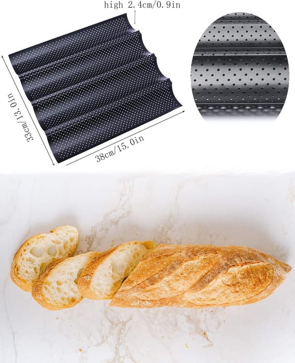 Perforerad brödform 4 Baguetter Vändbar Non-Stick Formform