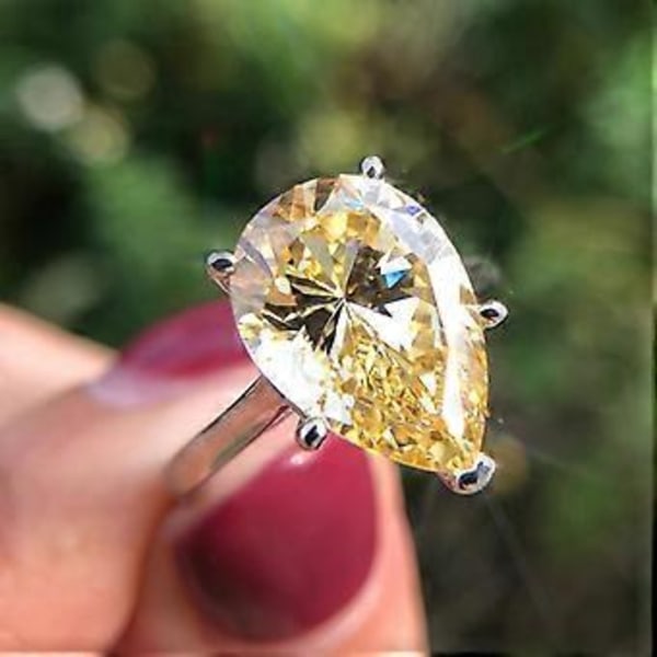 Gica Gema 925 Sølv 10ct Vanddråbe 10*14 Carat Personlig Flot Ring Til Kvinder Fine High Grade Smykker Gave (7 blå)