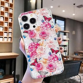 Til iPhone 15 Pro Imd Shell Mønster Tpu Telefon Cover (Sommerfugl Blomst)