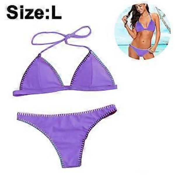 Bikini Badedrakt for Kvinner Triangel String Halter Todelt Badedraktsett