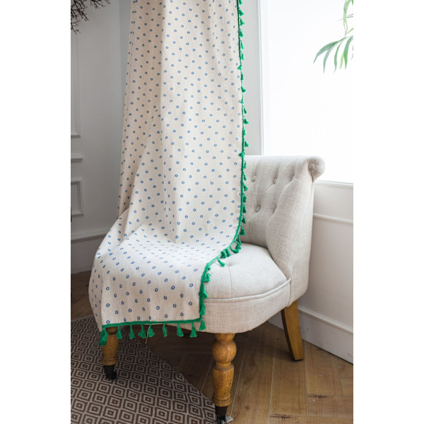 Slöjgardiner med blommönster, broderade, för vardagsrum, gula, Ro