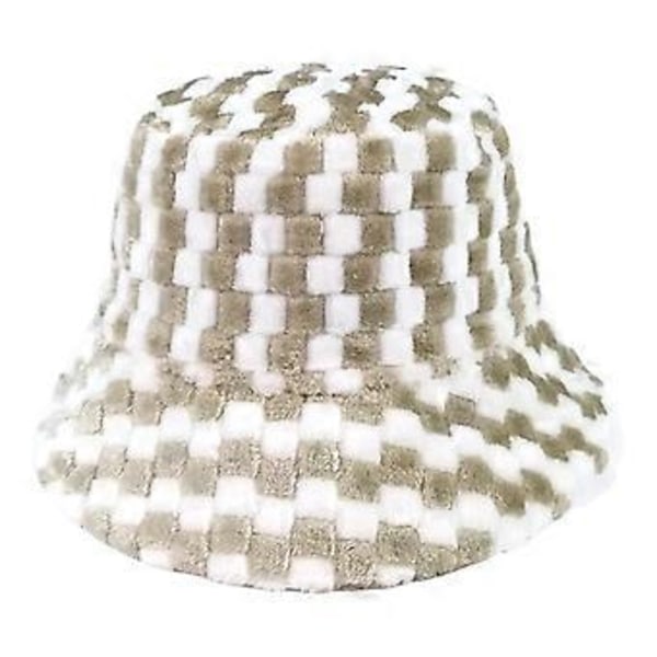 Packbar Fiskehatt Pälsgjord Luddig för Värme Hållande Vinter Bucket Hatt för Unisex Kvinnor Män Utomhus för Skydd Khaki(Khaki)