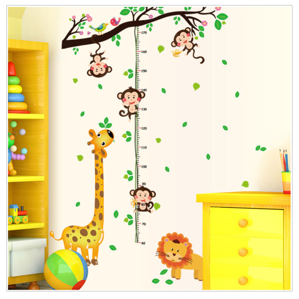 Træ Abe Wall Stickers Højde Mål Chart Wall Sticker Jun