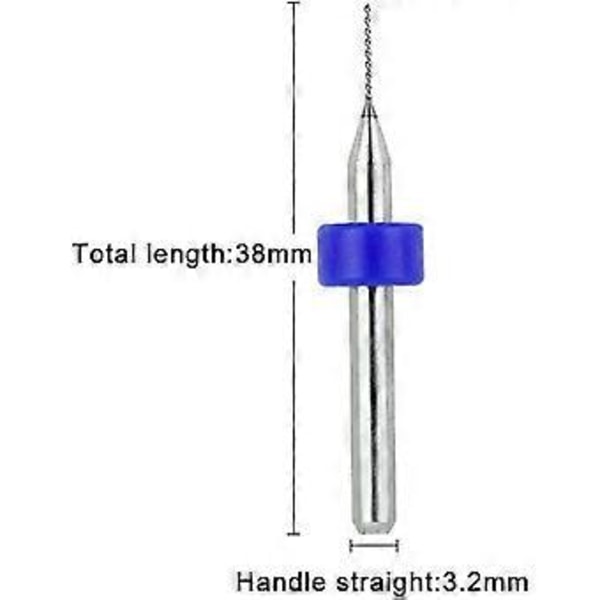 10 Mikro Karbid PCB Borr Sats 0.3mm till 1.2mm 1/8 Skaft