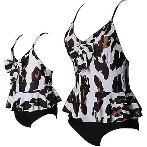 Flickbaddräkt Tvådelad Bikini Set Volang Falbala Badkläder Baddräkter-e( J2004-black One Piece)