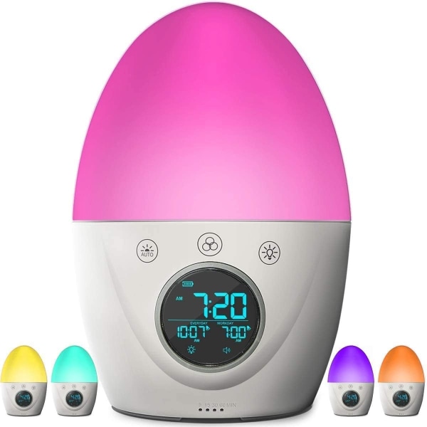 Lasten herätyskello Lasten uniharjoituslaite, 7 värillinen herätysvalo ja