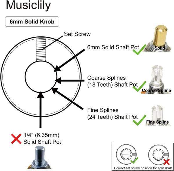 Sorte gitar Speed ??Control-knapper Metall Volum Dome Tone-knapper w