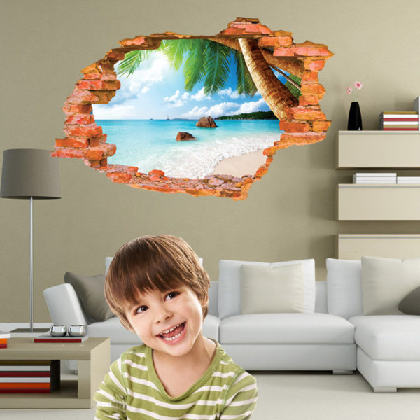 3D Självhäftande Avtagbar (8001F Kokosnöt Havsstrand(23.6\" X