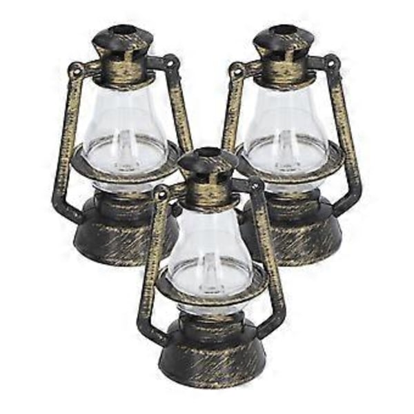 3 st Dockskåp Fotogenlampa Retro DIY Upplyst Dockskåp Miniatyr Fotogenlampa för 1/12 1/6 Dockskåpsdekorationer
