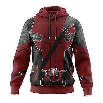 Deadpool & Wolverine 3D-printede hættetrøjer Hættetrøje Herre Hættetrøje Pullover Halloween Cosplay Kostumer (3XL Rød)
