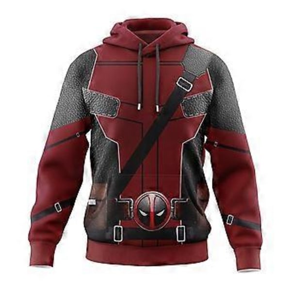 Deadpool & Wolverine 3D-trykte hettegensere Hettegenser for menn Hetteskjorte Genseren Halloween Cosplay Kostymer (3XL Rød)
