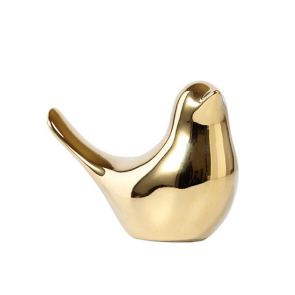 Fuglestatue Guld Hjemmedekoration Moderne Stil Figur Dekorativ Pynt