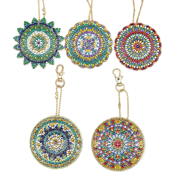 5 kappaletta 5D DIY Mandala Kukka Timanttimaalaus Avaimenperät,